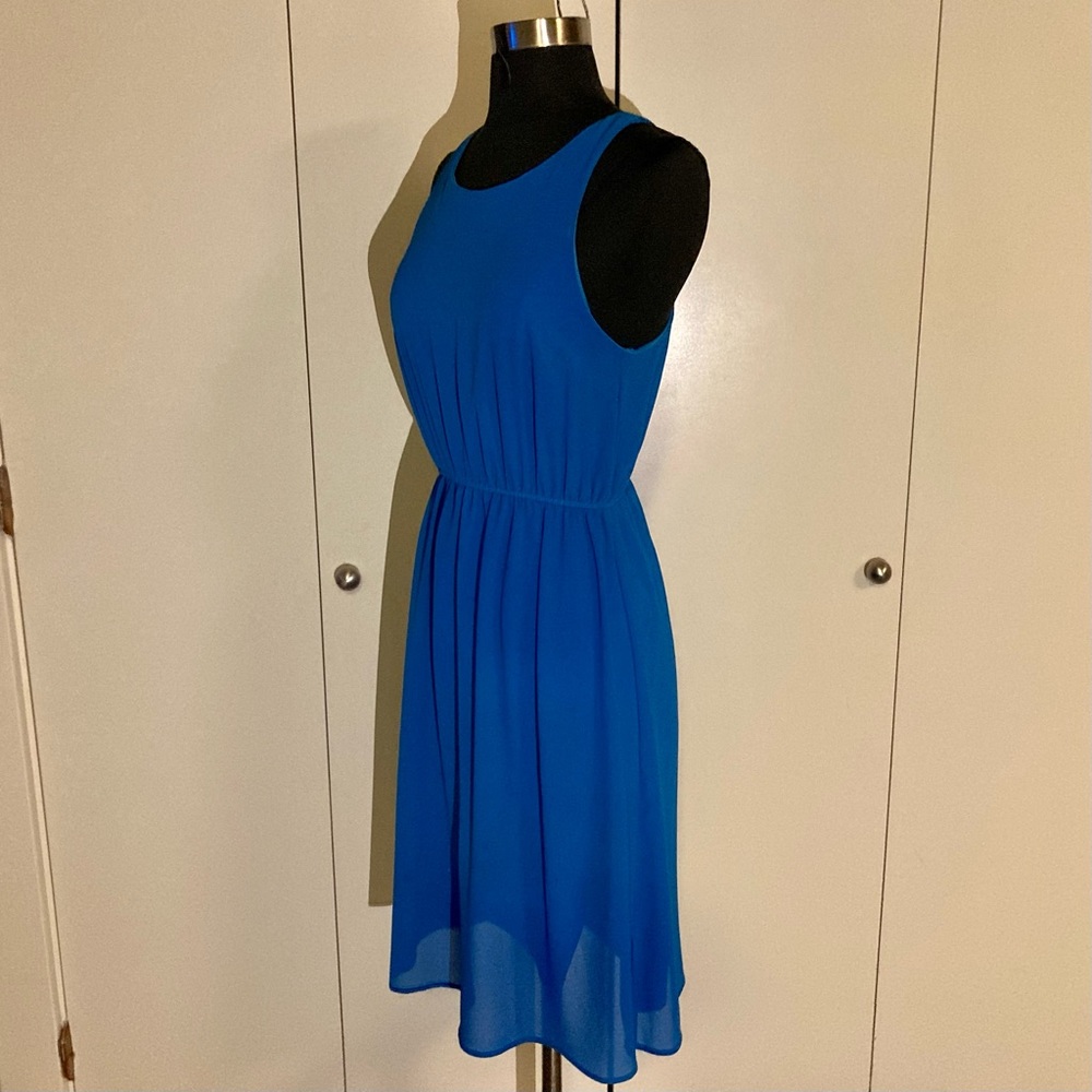Midi royal blue dress, elastic waist, size small